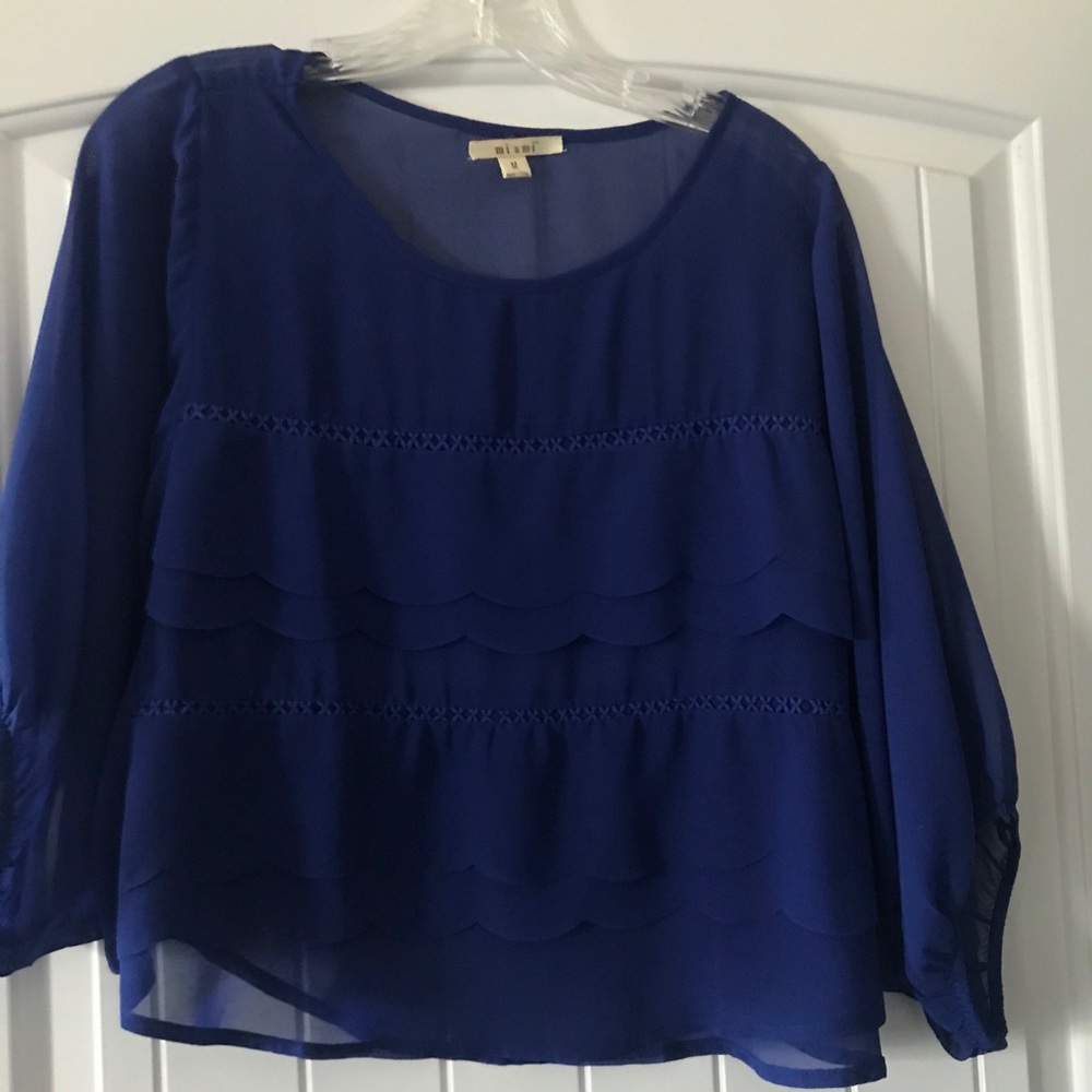 Pretty Royal Blue Ruffled Top